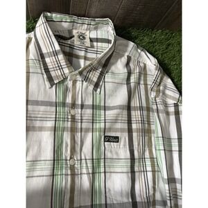 G-Unit Button Up Shirt Men's 4XB‎ Plaid Short Sleeve Green Brown White